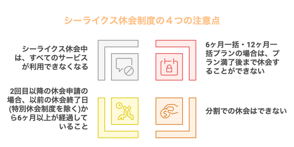 シーライクス休会制度の４つの注意点